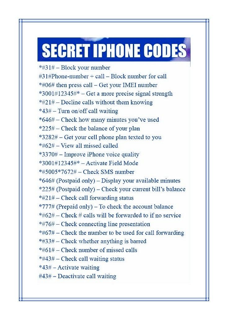 Secret iPhone codes