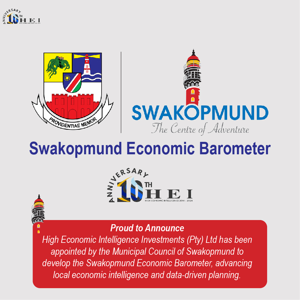 Public-Private Partnership in Action.
Proud to announce that High Economic Intelligence will develop the Swakopmund Economic Barometer in partnership with the Municipal Council of Swakopmund to enhance local economic intelligence. <a href="/swkmun/">Swakopmund Mun</a>