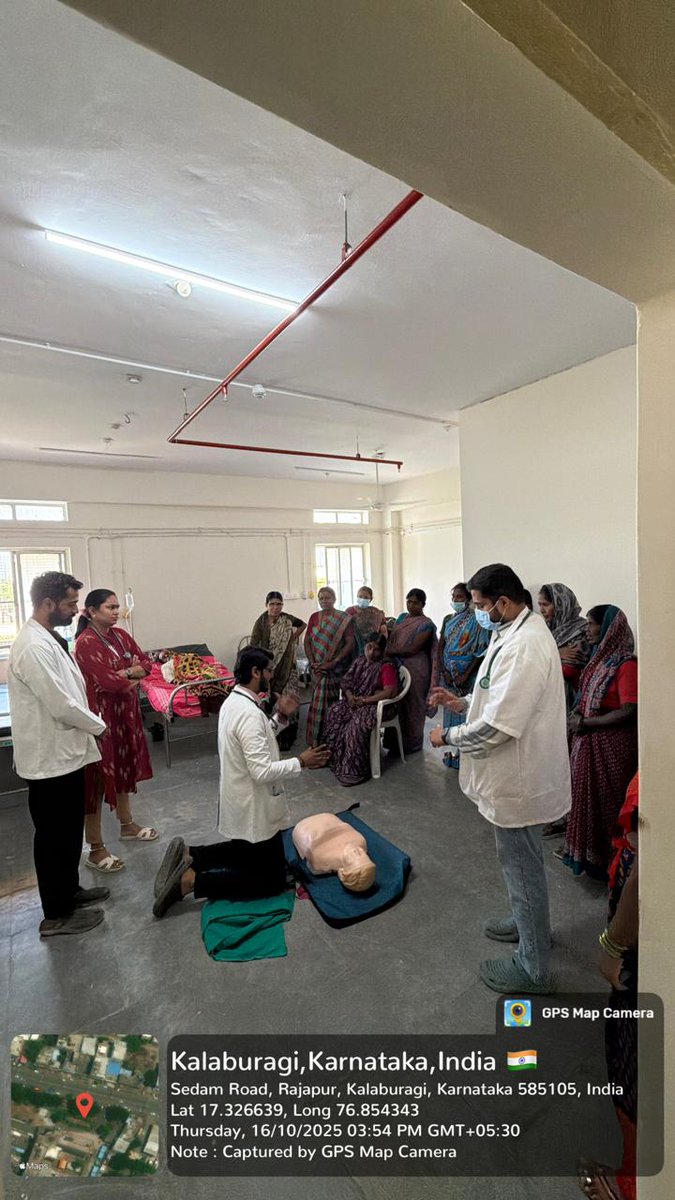 SunilMamdy's tweet photo. @mrmcglb celebrating CPR Awareness Week from 13th - 17th October, 2025. CPR Awareness conducted for patients' attenders &amp; students at Skill LAB at MRMC &amp; Basaveshwar Hospital
@mrmcglb
, #cpr4life, https://t.co/3qvX1Fthpd