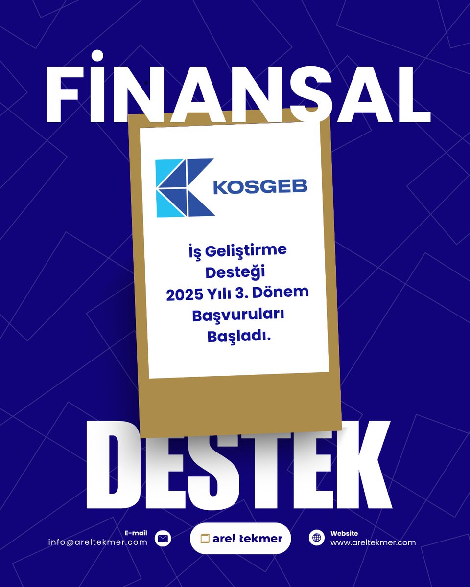areltekmer's tweet photo. 📢 #KOSGEB İş Geliştirme Desteği başladı!

✔️ 20 Milyon TL üst limitli kredi
✔️ 20 puan faiz desteği
✔️ 2 Milyon TL’ye kadar gider desteği

✅ İmalat • Yazılım • Telekom • Bilişim • Ar-Ge sektörlerine açık.

🗓️ Son gün: 31 Ekim
🔗 Başvuru: https://t.co/jqowaW7EjC

#areltekmer https://t.co/L2VVk8euXq