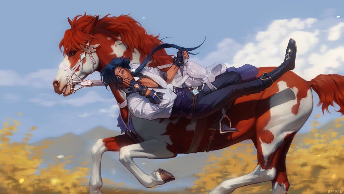 Showing off his riding skills. ✨

#GenshinImpact #Kaeya