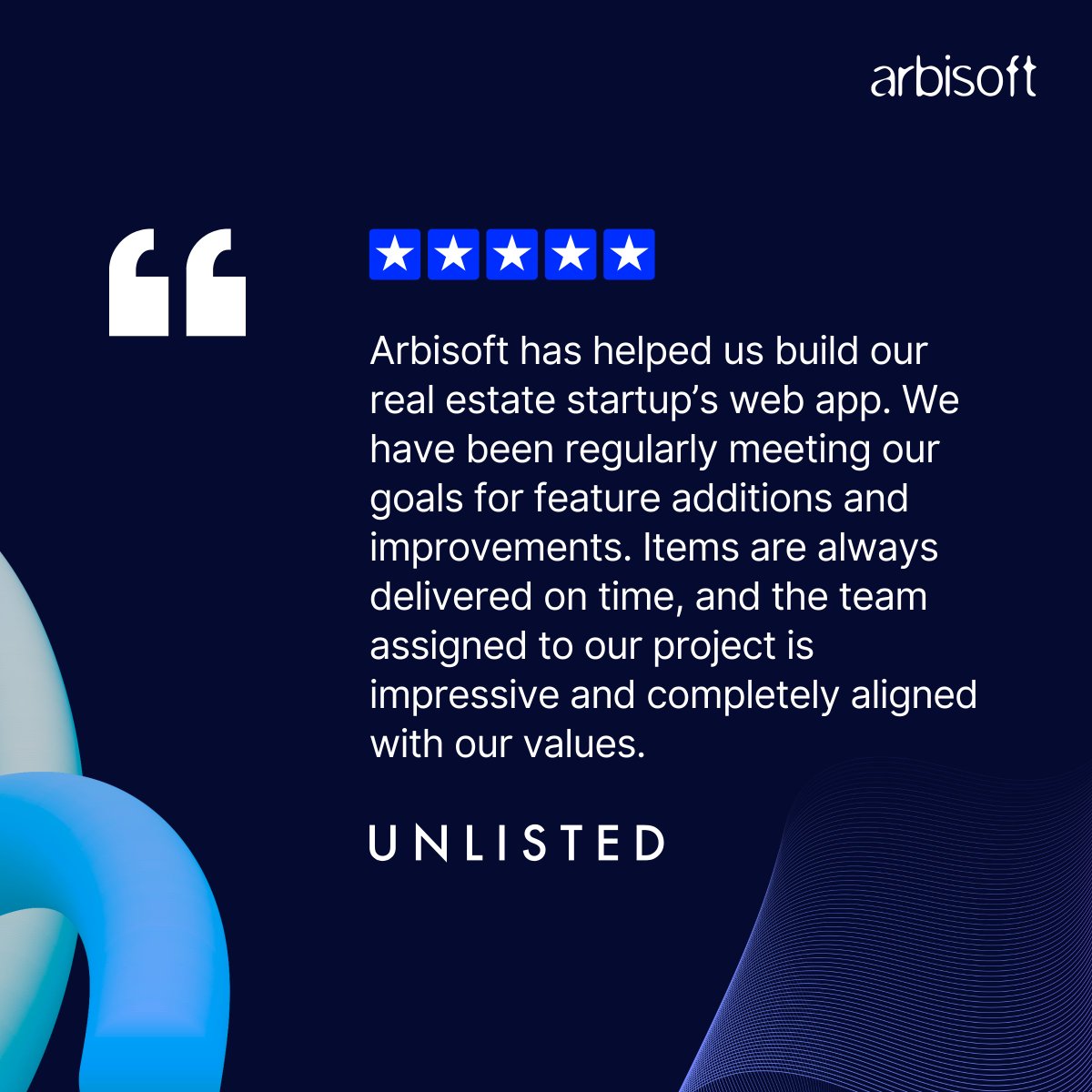 arbisoft's tweet image. When a partner values shared vision as much as precision, results speak for themselves!
Samuel Pro, CTO at UNLISTED, trusted Arbisoft with the same! 

Want a team that builds with your vision? tinyurl.com/sf7xhww5

#Arbisoft #ClientSuccess #TechPartnership #Testimonials