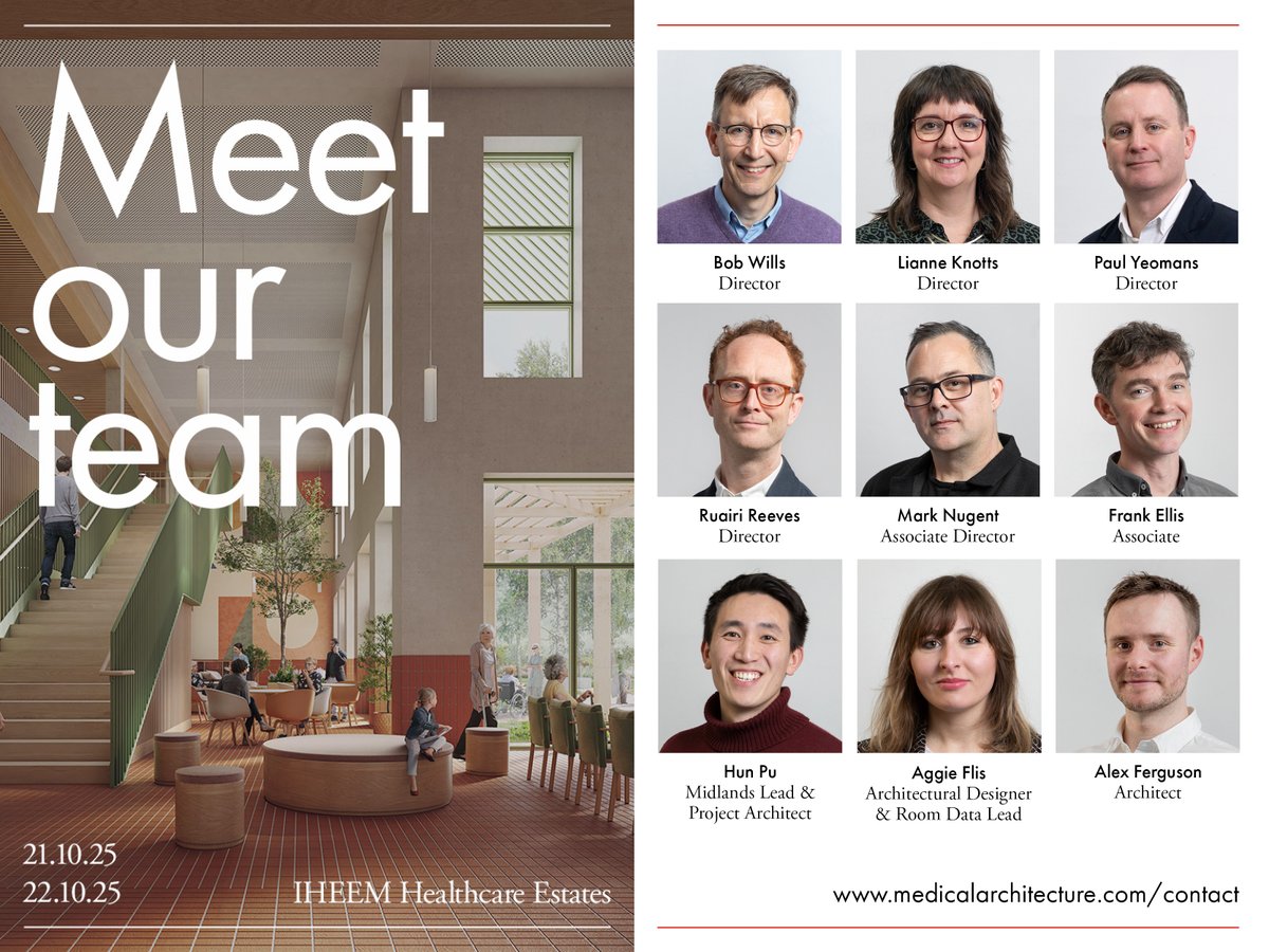 Next week, we will be attending #HCEstates2025 to speak to healthcare providers about the challenges they face, and the ways we can assist through our informed approach to strategic planning and evidence-based design. Please visit our website contact page to arrange a meeting.