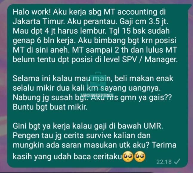 worksfess's tweet image. CW // Gaji
Halo work! Aku butuh pendapat kalian. Buntu bgt nih. Makasih sebelumnya yaa