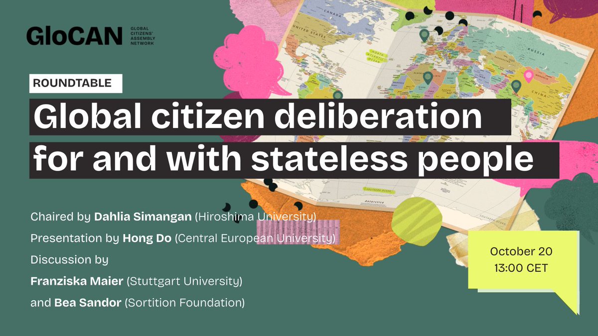 I’m launching my essay on Global Citizens’ Assembly for Stateless and Unrecognized Individuals with #GloCAN
Join us on 𝗢𝗰𝘁𝗼𝗯𝗲𝗿 𝟮𝟬𝘁𝗵, 𝟭𝟯:𝟬𝟬-𝟭𝟰:𝟬𝟬 𝗖𝗘𝗧 to share ideas and help bring us closer to a world where everyone feels at home. 🏡 uni-bremen.zoom.us/meeting/regist…