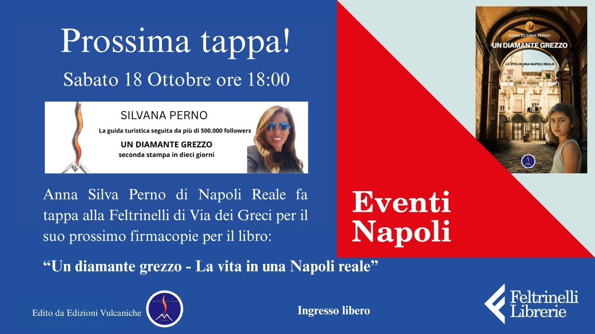 🔥 Non perdere l'occasione! Incontra Anna Silvana Perno e ottieni la tua copia firmata di "Un diamante grezzo"! ✨
Il libro che tutti vogliono, edito da Edizioni Vulcaniche. Cosa aspetti? 😉
#annasilvanaperno #undiamantegrezzo #edizionivulcaniche #libri #firma #booktwitter