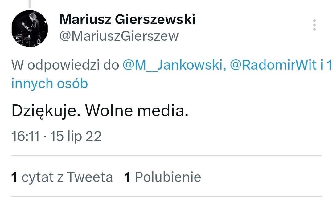 Później znowu będzie gadanie i pisanie bzdur o "wolnych mediach". Tylko niech nikt nie nabiera się na te kłamstwa, bardzo proszę.