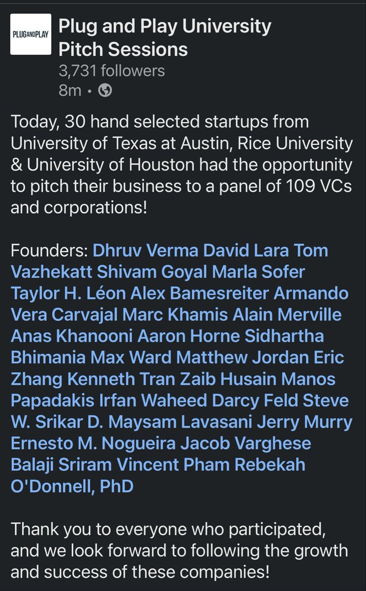 ahorne's tweet photo. Honored to pitch TabPref™ at Plug and Play’s University Pitch Sessions alongside incredible founders from UT, Rice & UH.
Building for the people behind the tab — and the future of hospitality tech.
#TabPref #PlugAndPlay #HospitalityTech #Startups #HookEm https://t.co/P4XrD3zRIF