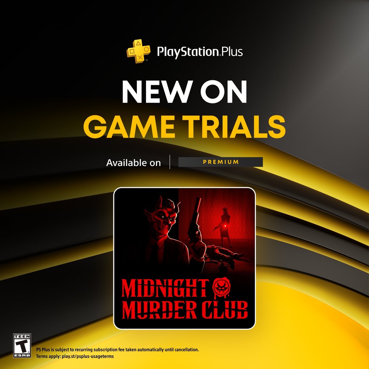 PlayStation's tweet image. Creep into the horror hijinks early this year 🎃    

Play a Game Trial of Midnight Murder Club with PlayStation Plus Premium today: play.st/3IPGKF7