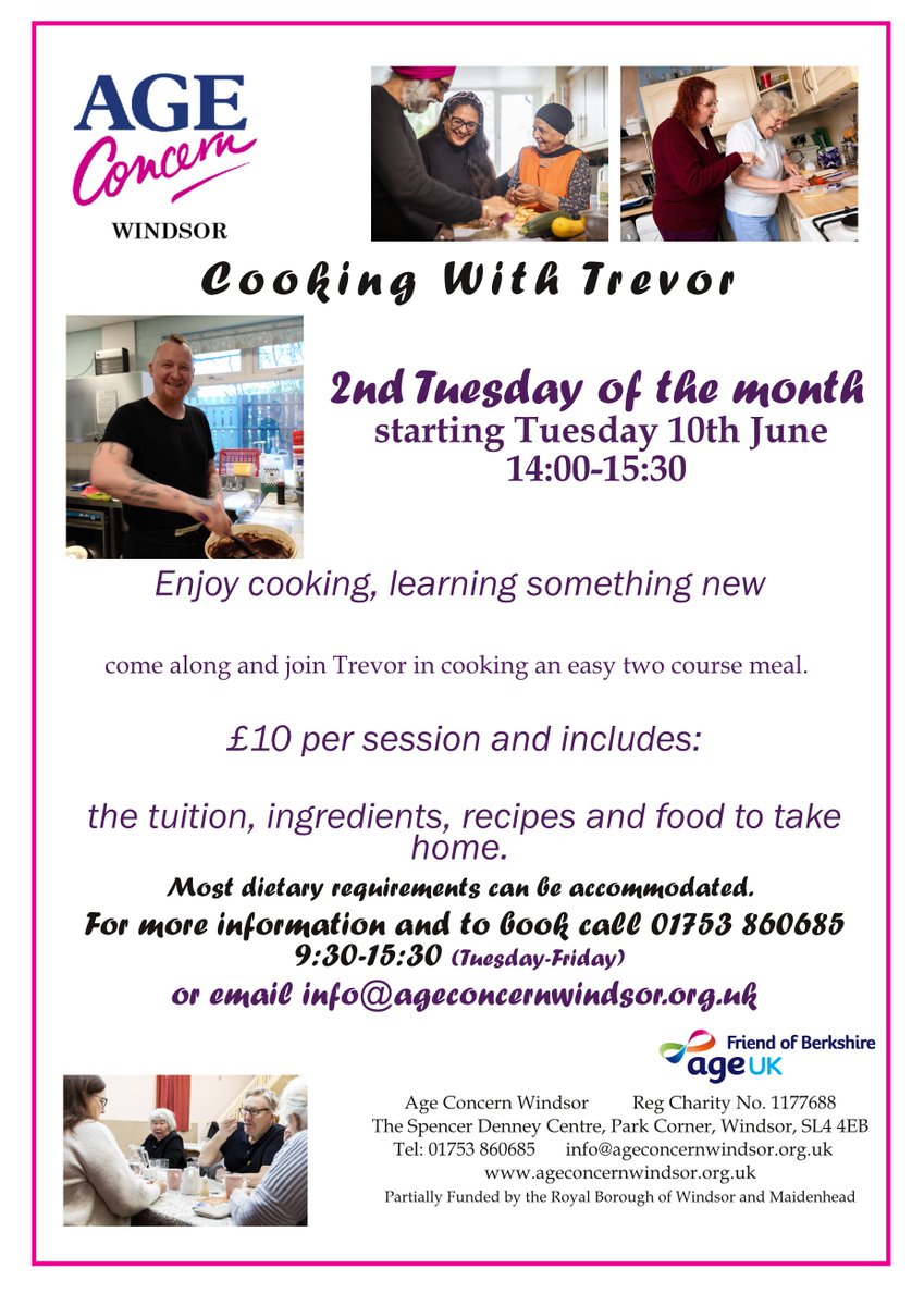 We have Cooking with Trevor later this month on 28th November, sadly this is the last for the year but the social cooking group is back in Jan2026 #cooking #windsor #overfifties #senior