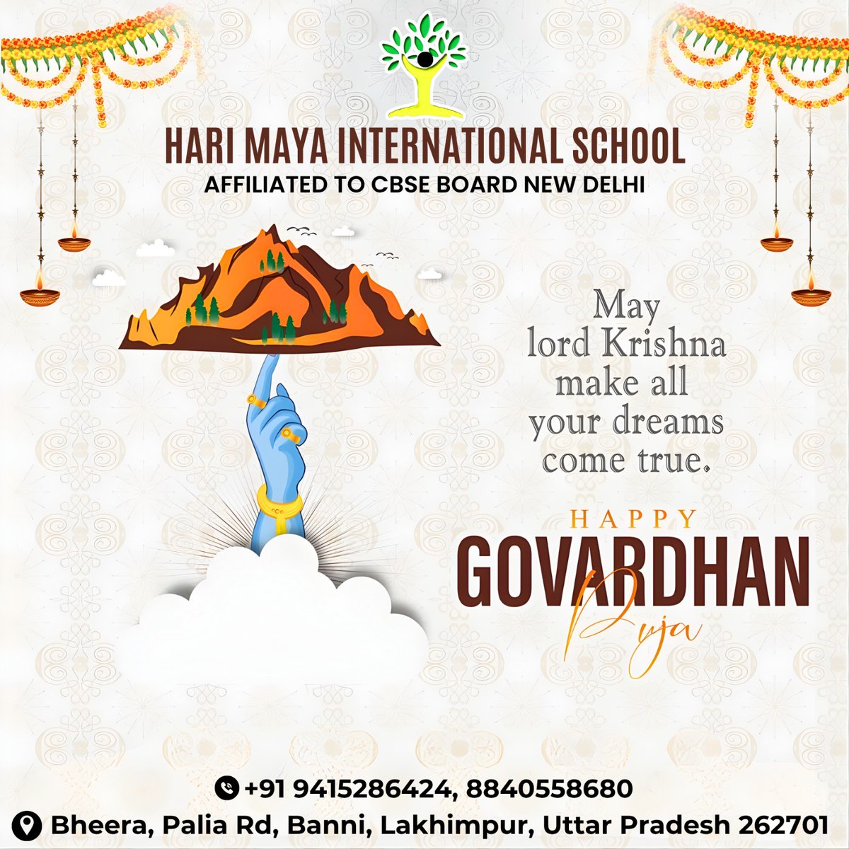 HMISCHOOLLMP's tweet photo. Happy Govardhan Puja 🙏✨🌼
May lord Krishna make all your dreams come true.
.
Contact Us☎️ :- +91 94152 86424
Visit Us 🌐:-www.harimayainternationalschool.ac.in
Address📍 :- Bheera, Palia Rd, Banni, Lakhimpur, Uttar Pradesh 262701
.
#GovardhanPuja2025 #GovardhanFestival https://t.co/c5jM6si7sf