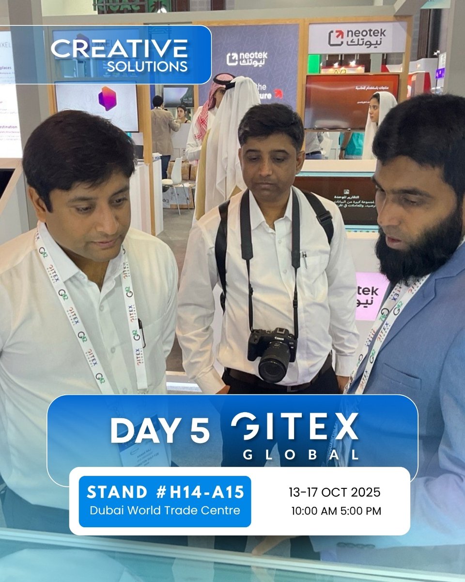 Creative_sols's tweet image. 🚨 It’s the FINAL DAY of #GITEX2025!
The energy is high, the tech is hot, and we’re making BIG things happen at the Creative Solutions stand! 🔥

#GITEX #SaudiTech #صناعة_سعودية #جايتكس #دبي #الرياض #جدة #الابتكار #المعرض #التجارة #الحدث #صنع_في_السعودية  #تكنولوجيا #الإمارات