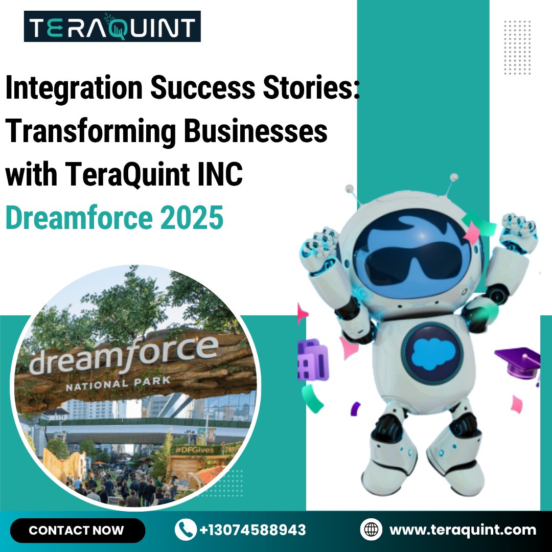 TeraQuint's tweet image. Transforming businesses with seamless #SalesforceIntegration!
Catch TeraQuint INC at #Dreamforce2025 🌐
👉 bit.ly/48cJZ3C
#TeraQuintINC #Df25 #Dreamforce #Dreamforce2025 #df2025 #Agentforce