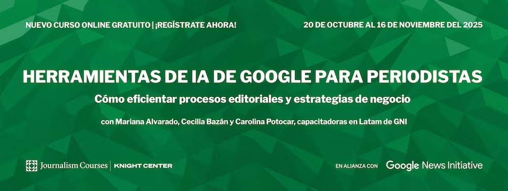 👉Inscríbete en el curso gratuito online de Herramientas de #IA del Centro Knight y Google News para #periodistas y aprende a aprovechar #NotebookLM #Pinpoint y #Gemini

📆20 de octubre - 16 de noviembre

bit.ly/3LdPtBs