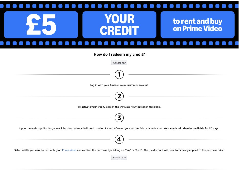 If you see this Amazon page below then you're eligible for a FREE £5 to use on Prime Video to rent / buy! 🎬

Sign in here to check if you qualify! > amazon.co.uk/b?node=8811139…