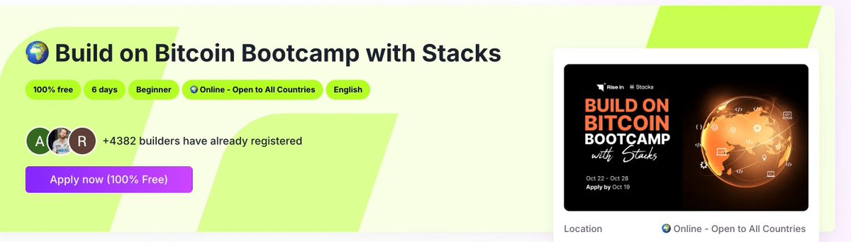 ✨ Rise In (@riseinweb3) on Twitter photo 🔥 4,000+ builders in just one week?!
The Bitcoin community showed up strong. <a href="/Stacks/">stacks.btc</a>
We’re not just stacking sats, we’re building on Bitcoin.
Next stop? even bigger. 🔥 4,000+ builders in just one week?!
The Bitcoin community showed up strong. <a href="/Stacks/">stacks.btc</a>
We’re not just stacking sats, we’re building on Bitcoin.
Next stop? even bigger.