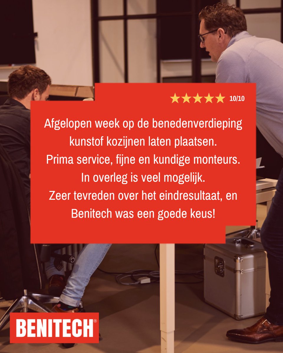 🏡 Een tevreden klant zegt het beter dan wij ooit zouden kunnen.

“Prima service, fijne en kundige monteurs. In overleg is veel mogelijk.”

Dat is waar we het bij Benitech voor doen: goed werk, goed contact en een eindresultaat waar iedereen blij van wordt.