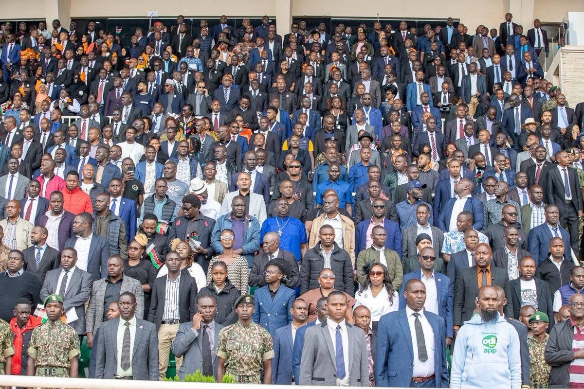 GideonMungaroM's tweet photo. Today, we gathered as a nation at Nyayo Stadium for the State Funeral and National Memorial Service of Rt. Hon. Raila Amollo Odinga.

In this moment, Kenya stands as one — united in grief, gratitude, and respect for a leader whose courage and vision shaped our nation’s destiny. https://t.co/uzdCtArdTa