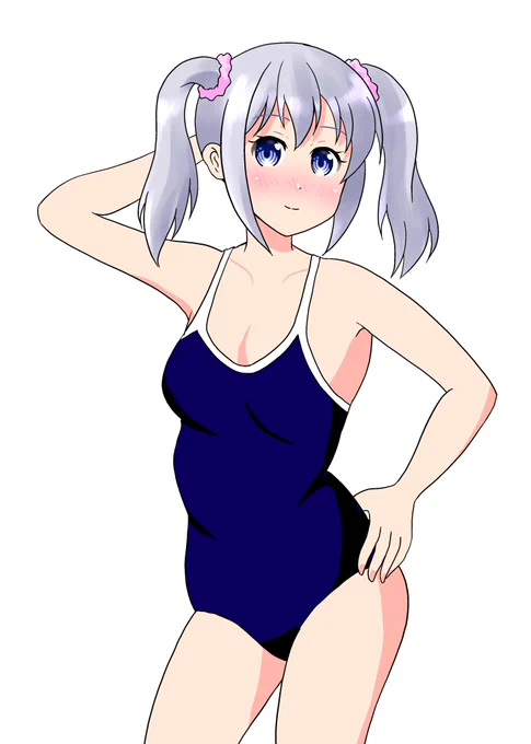 夏終わっちゃいましたね #創作イラスト #創作キャラ #銀髪ツインテールの後輩ちゃん