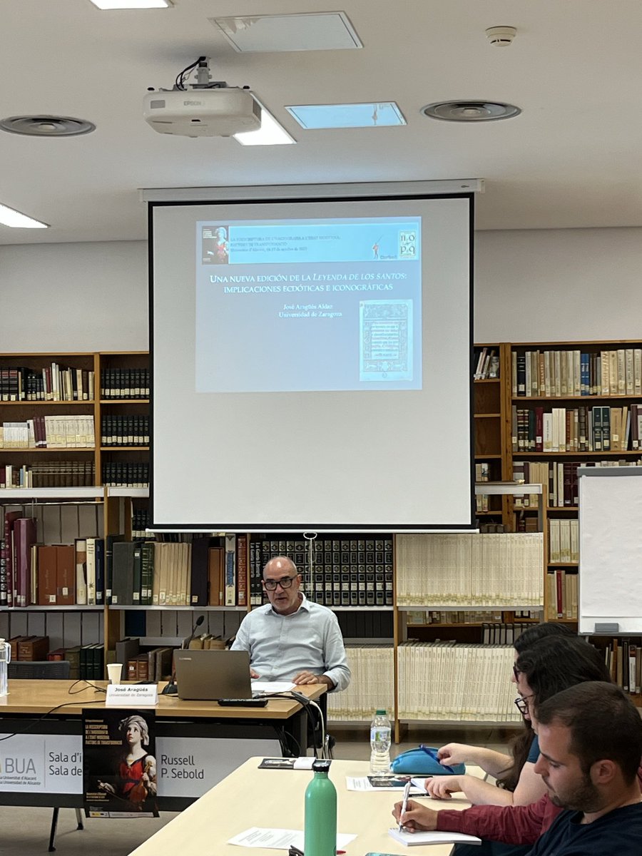 ClariselComedic's tweet photo. Ayer, en el Coloquio internacional “La reescriptura de l’hagiografia a l’edat moderna: factors de transformación” de la Universitat d’Alacant, José Aragüés Aldaz presentó su comunicación “Una nueva edición de la Leyenda de los Santos:implicaciones ecdóticas e iconográficas”. https://t.co/ywNOYYFvuu