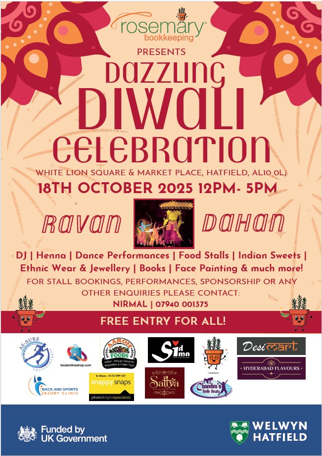 𝐓𝐎𝐌𝐎𝐑𝐑𝐎𝐖!

𝐃𝐚𝐳𝐳𝐥𝐢𝐧𝐠 𝐃𝐢𝐰𝐚𝐥𝐢 𝐂𝐞𝐥𝐞𝐛𝐫𝐚𝐭𝐢𝐨𝐧! 🪔✨

Join us as Hatfield Town Centre comes alive with colour and music for our Diwali celebrations!

🕛 12pm-5pm
📍 Hatfield Town Centre