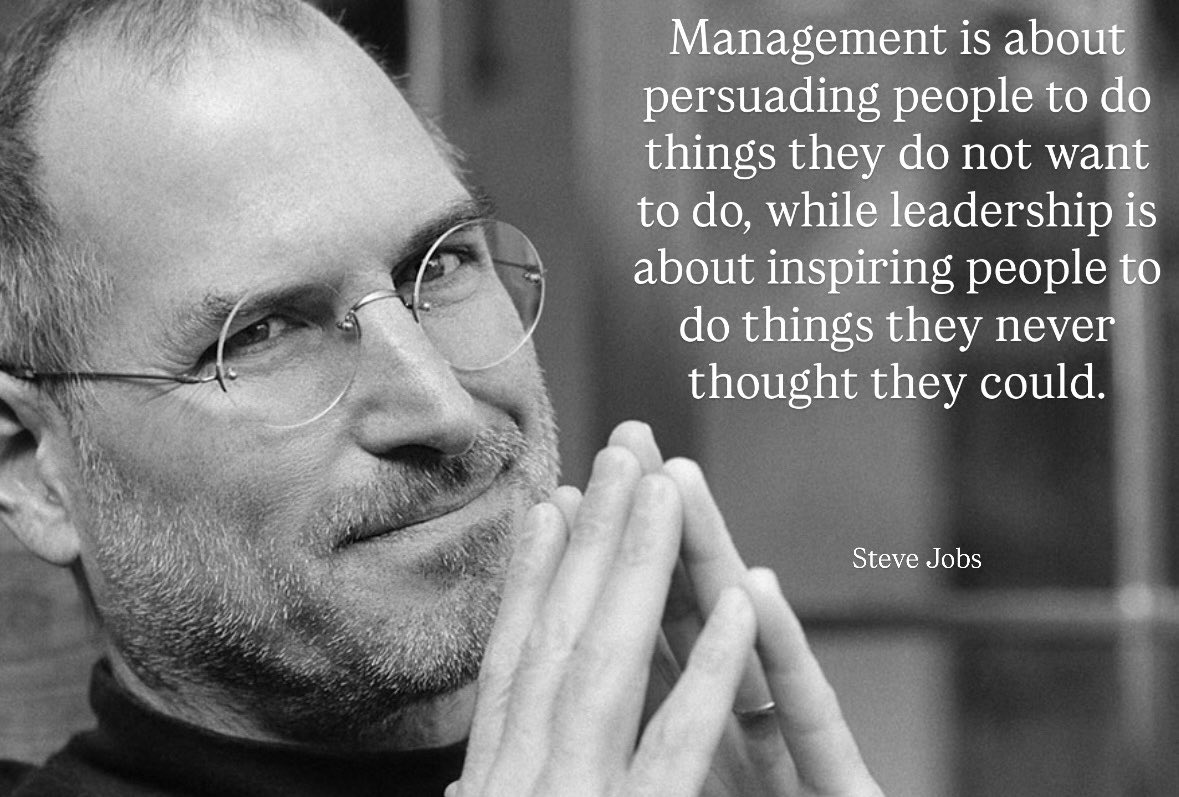 DrAliAlmansour's tweet image. &quot;الإدارة هي إقناع الناس بأن يفعلوا ما لا يرغبون في فعله، بينما القيادة هي إلهامهم ليفعلوا ما لم يظنوا يومًا أنهم قادرون على فعله&quot;

ستيف جوبز