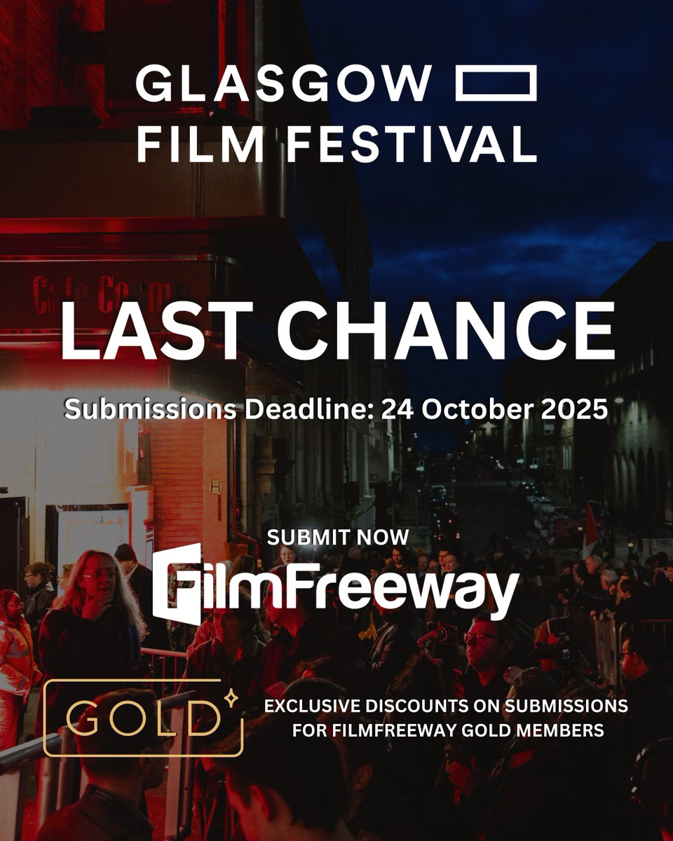 Last chance for entries!

Do you have a feature film that deserves to be seen? With premieres, red carpets, Q&amp;As and networking events, GFF could be the perfect place to share it. 

Submit your entry here: bit.ly/GFF_Submission

Final Deadline: 24 October 2025

📸 Eoin Carey