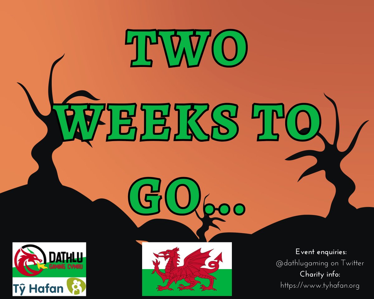 There are only TWO WEEKS until Halloween..!

Better yet, it's two weeks until Noson Calan Gaeaf, the traditional Welsh version of Halloween!

We're 25+ Welsh streamers fundraising for <a href="/tyhafan/">Tŷ Hafan Children's Hospice</a> and helping Welsh children with life threatening illnesses.

Come support our event! 🏴󠁧󠁢󠁷󠁬󠁳󠁿