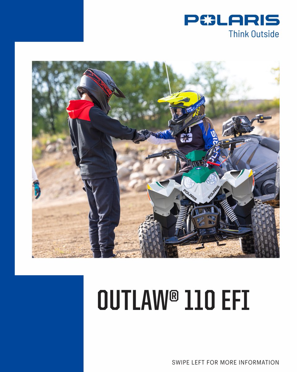 PolarisIndia's tweet image. Outlaw 110 EFI delivers thrilling youth off-road adventures with reliable power,   safety features, and confident handling. -
 #Outlaw110EFI #YouthAdventure #OffRoadFun #SafeRides #TrailReady   #NextGenRiders #MiniATV #RideWithConfidence