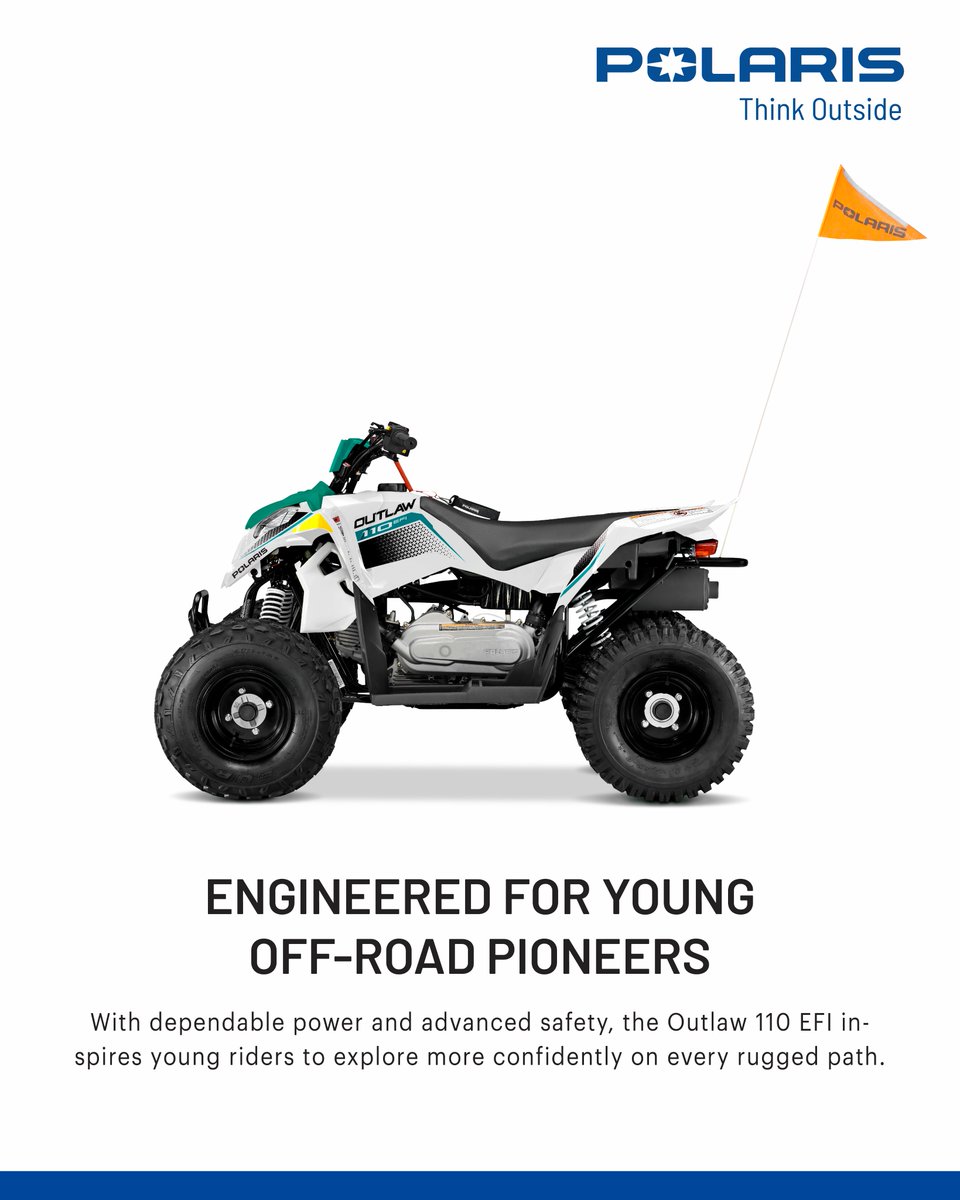 PolarisIndia's tweet image. Outlaw 110 EFI delivers thrilling youth off-road adventures with reliable power,   safety features, and confident handling. -
 #Outlaw110EFI #YouthAdventure #OffRoadFun #SafeRides #TrailReady   #NextGenRiders #MiniATV #RideWithConfidence