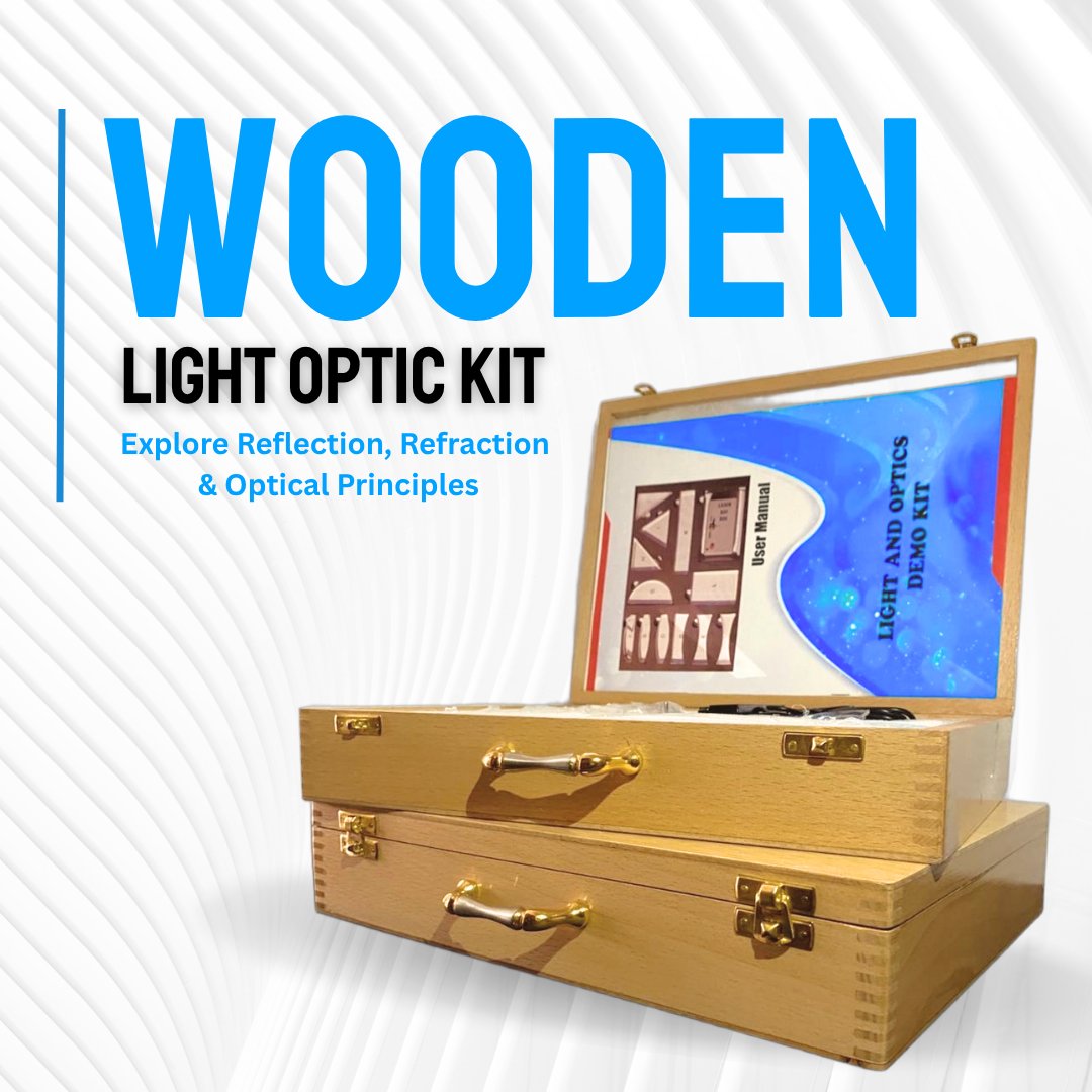 sbt_instruments's tweet photo. SBT Instruments Light &amp; Optics Wooden Premium Demo Kit | 12 Acrylic Lenses + Ray Box (3 Light Beams) + Practice Sheets | Explore Reflection, Refraction &amp; Lenses | Ideal for Physics Learning
 #ScienceKit  #PhysicsLearning #EducationalTools  #LabEquipment #ScienceExperiment https://t.co/kj63QXR3Uk