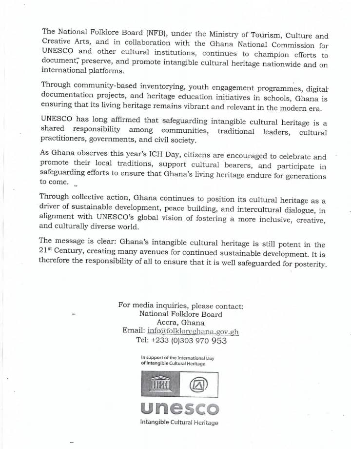 We Entreat Each One of Us to Ensure that Our Intangible Cultural Heritage is Safeguarded for Posterity Even as We Observe the UNESCO Intangible Cultural Heritage 2025 today