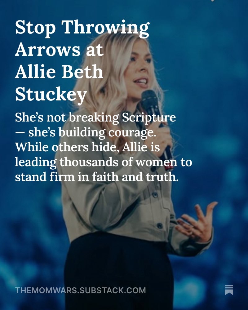 My latest for <a href="/TheMomWars/">The Mom Wars</a> about the bizarre criticisms of <a href="/conservmillen/">Allie Beth Stuckey</a> this week. 

Read it open.substack.com/pub/themomwars…