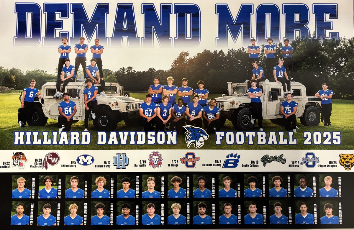𝗪𝗲𝗲𝗸 𝟵: Senior Night

🏈 Olentangy Liberty at Hilliard Davidson 
📍Hilliard Davidson Stadium 
⌚7pm ET
📅 Friday | 10.17.25

#Go𝒞𝒶𝓉𝓈