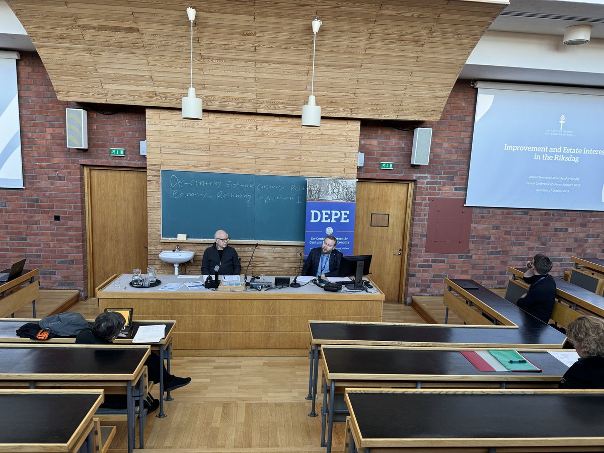 Our team has 2 panels today on «rethinking Improvement» during the Finnish conference for history research 2025. Our first panel features our PI @erenokkala, our postdoc Joonas Tammela &amp; JYU fellow Jonas Gerlings (Halle) with Keith Tribe as chair &amp; Margaret Hunt as commentator