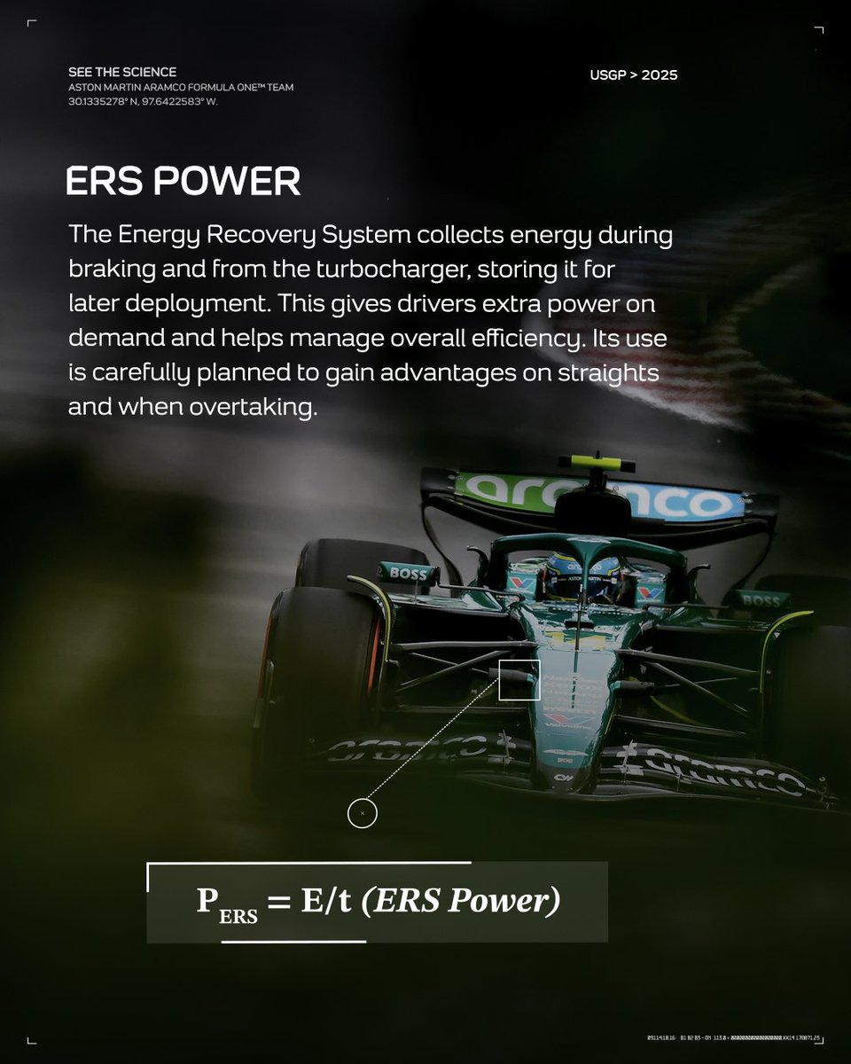 AstonMartinF1's tweet photo. The Energy Recovery System collects energy during braking and from the turbocharger, storing it for later deployment.

See the Science. ⬇️ https://t.co/M4FKYkhW1W