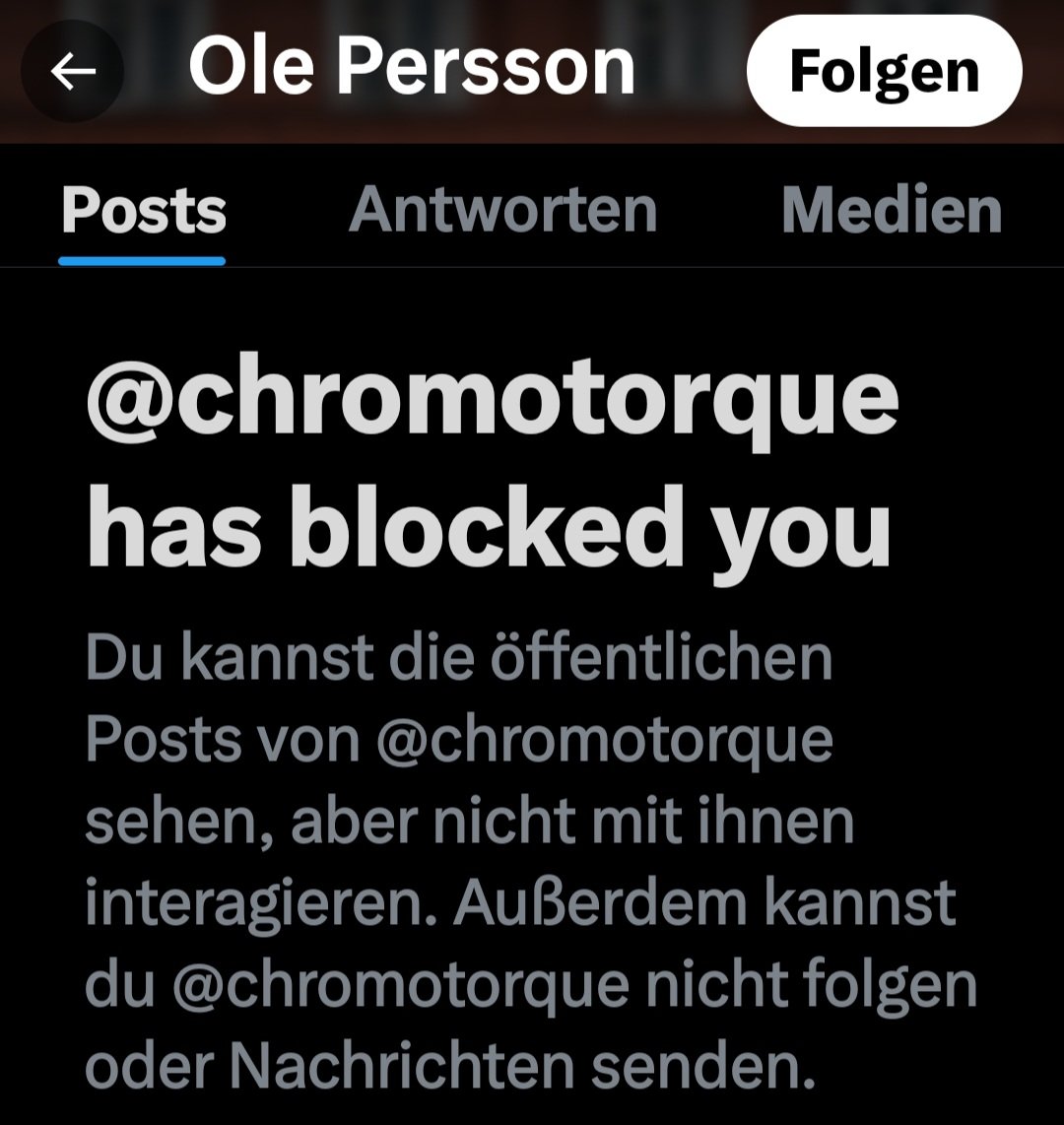<a href="/chromotorque/">Ole Persson</a> <a href="/JohannesNormann/">Johannes Normann (Xorzist, Politik-Humorist)</a> 😂🤣
... sagt jemand zum Thema Meinungsfreiheit in der Verfassung... und blockt sie weg. 
Schöner kann man sich selbst nicht entlarven. 😉