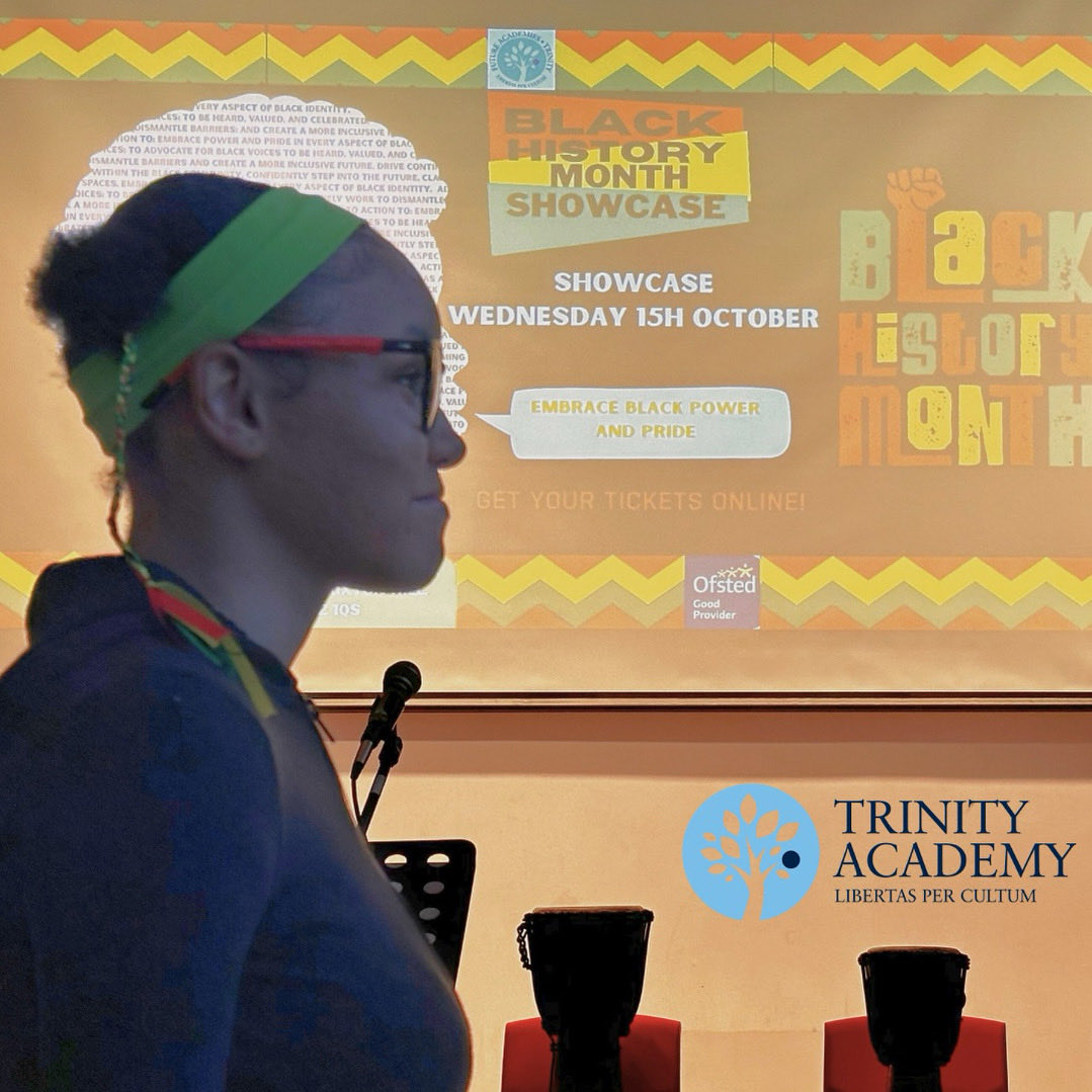 🖤💛💚❤️ We celebrated Black History Month with a Poetry Anthology, a primary school matinee &amp; an inspiring evening showcase of poetry, dance &amp; music.

💬 “The Black Superpower!” — Nazir F (Y9) reminded us that creativity is power.

#TrinityAcademy #BHM #BlackExcellence