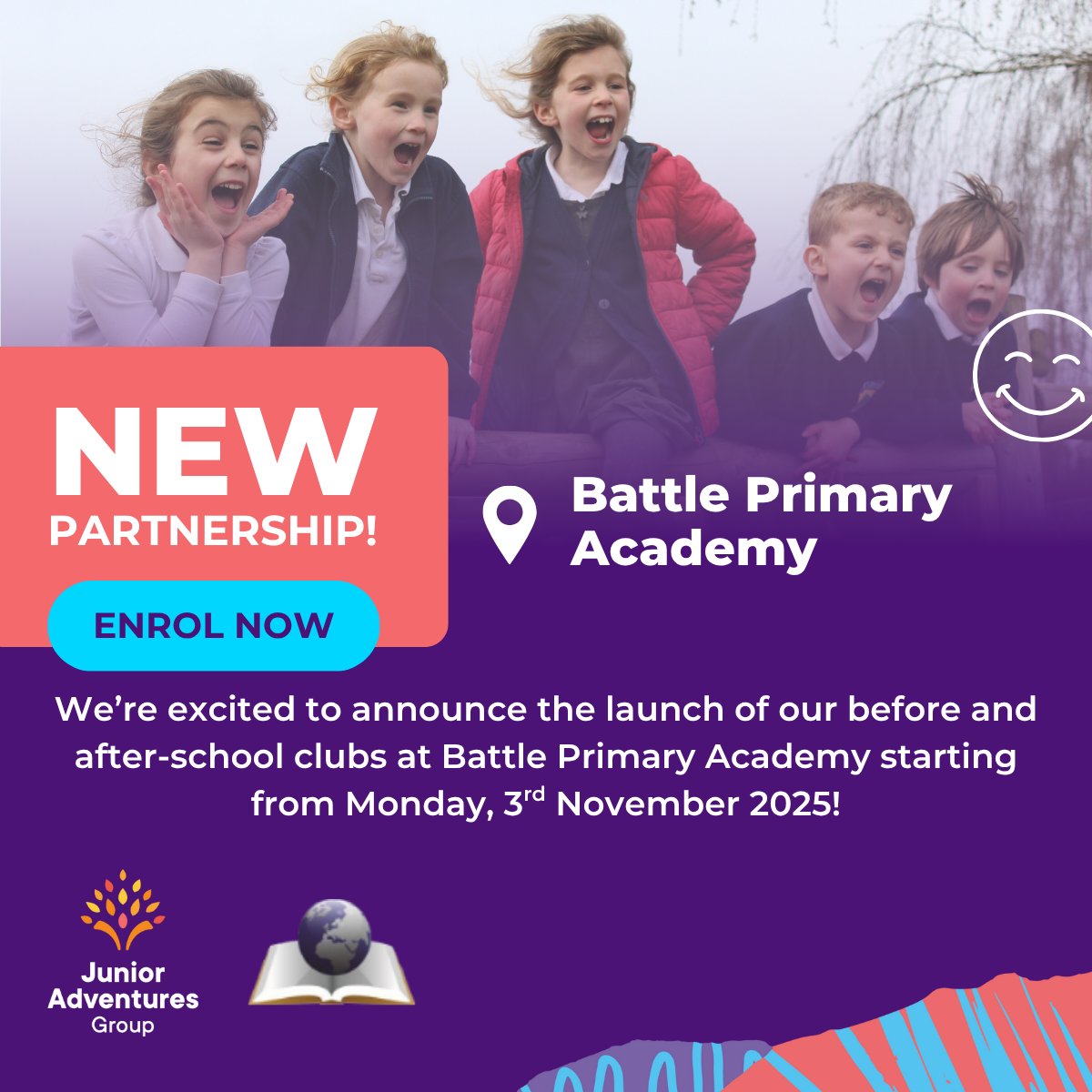 We're excited to be delivering our Rise then Shine and Stay and Play clubs at <a href="/Battle_Academy/">Battle Primary Academy</a> every day throughout the academic year starting from Monday, 3rd November!

Find out more and enroll today at junioradventuresgroup.co.uk/find-us/battle…

Claim a free session using code TRYBATTLE