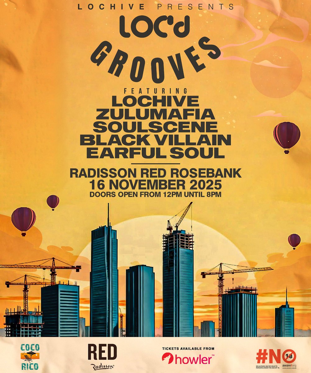 🎶 The grooves are officially LOC’d IN! 🔐🌅☀️💃🏽
On the 16 November 2025, we take over @radissonredrosebank for a DAYTIME house music experience like no other!
An unforgettable lineup. 🤏

Get your tickets now on Howler 🎫
R100 early bird 
(link in bio)