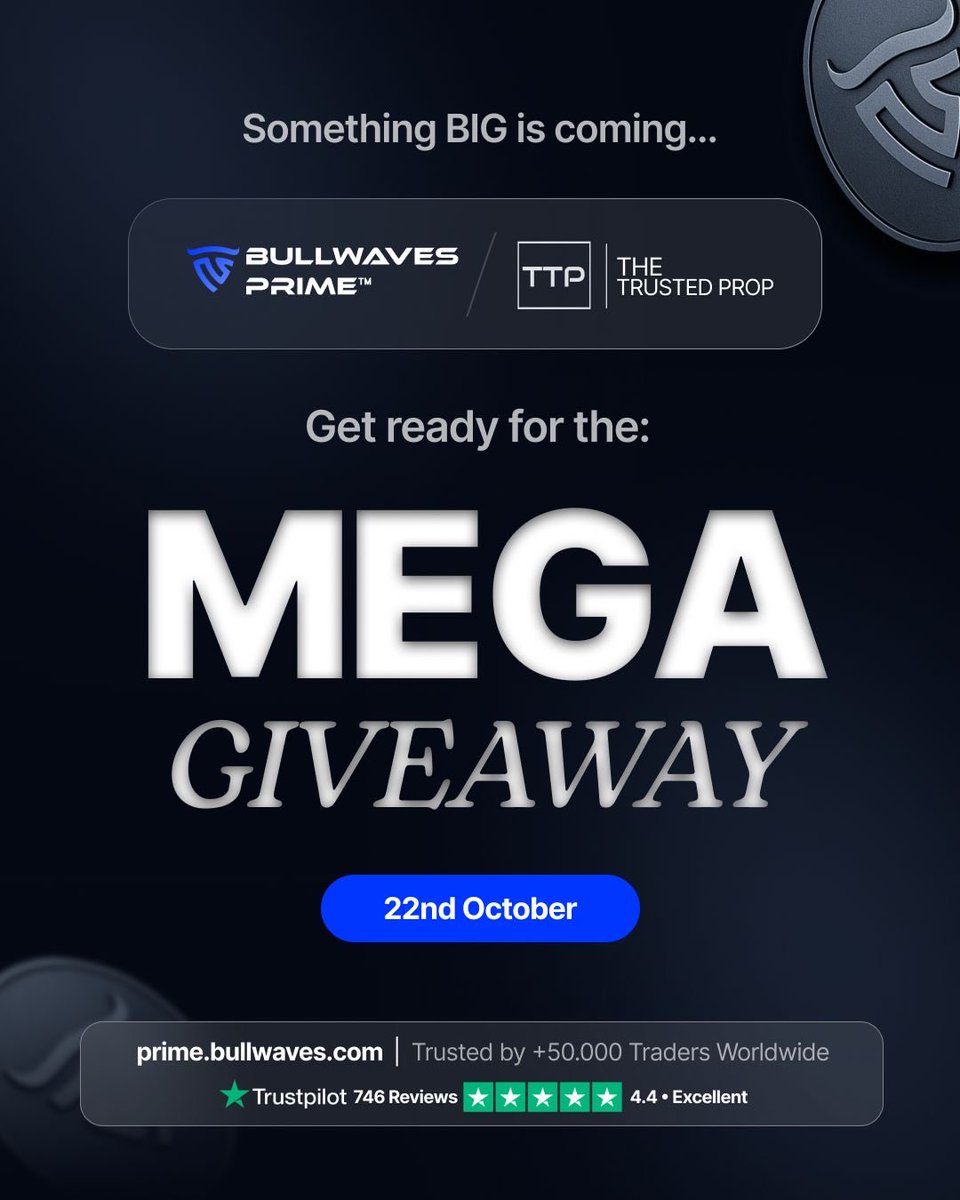 BullwavesPrime's tweet image. 💥MEGA GIVEAWAY SOON!💥
Hosting with @TheTrustedProp 🔥
Join now : discord.gg/zeHPEvyBEH 💯
Follow @BullwavesPrime 🍾