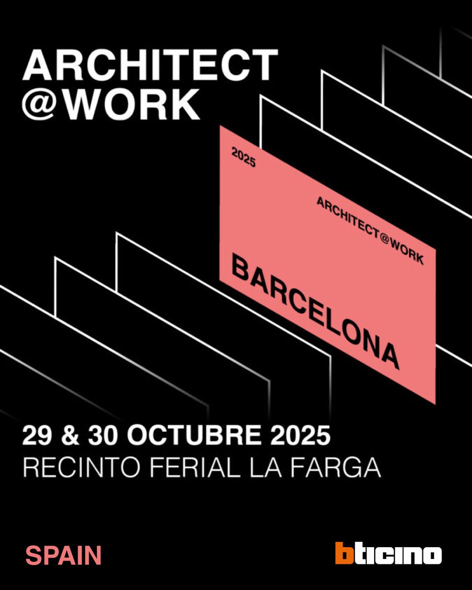 BTicino España (@bticino_es) on Twitter photo ¡BTicino en <a href="/ATW_INTL/">ARCHITECT@WORK</a> Barcelona 2025! 🙌
Los días 29 y 30 de octubre estaremos en La Farga, compartiendo nuestras últimas novedades con arquitectos, diseñadores y amantes del diseño.
¡Ven a visitarnos!
#BTicino #AWBarcelona #Arquitectura #Diseño #Innovación #Sostenibilidad ¡BTicino en <a href="/ATW_INTL/">ARCHITECT@WORK</a> Barcelona 2025! 🙌
Los días 29 y 30 de octubre estaremos en La Farga, compartiendo nuestras últimas novedades con arquitectos, diseñadores y amantes del diseño.
¡Ven a visitarnos!
#BTicino #AWBarcelona #Arquitectura #Diseño #Innovación #Sostenibilidad