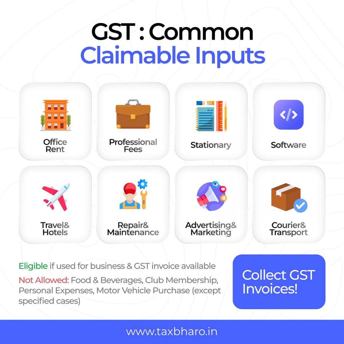 BharoTax's tweet photo. 💸 Every rupee counts — claim your GST inputs smartly!

#GSTHack #SmartBusiness #MoneySavedMoneyEarned #TaxGyaan #EntrepreneurIndia #FinanceGoals #ClaimItRight #TaxBharo https://t.co/aAQWQ9JXdz