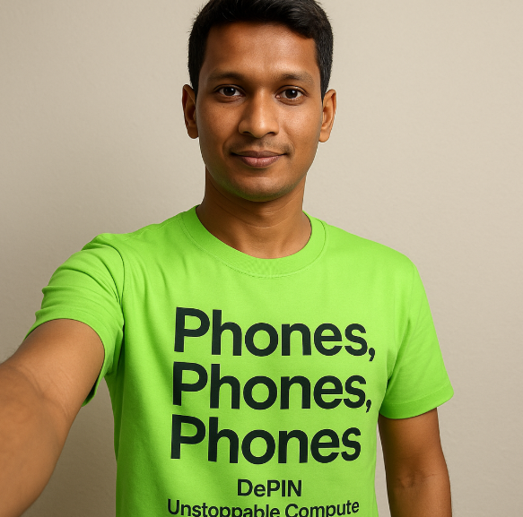 Srikanth1730556's tweet image. Rocking my neon green "Phones, Phones, Phones" shirt 💚Powered by DePIN & Unstoppable Compute 📷Big thanks to
@Acurast