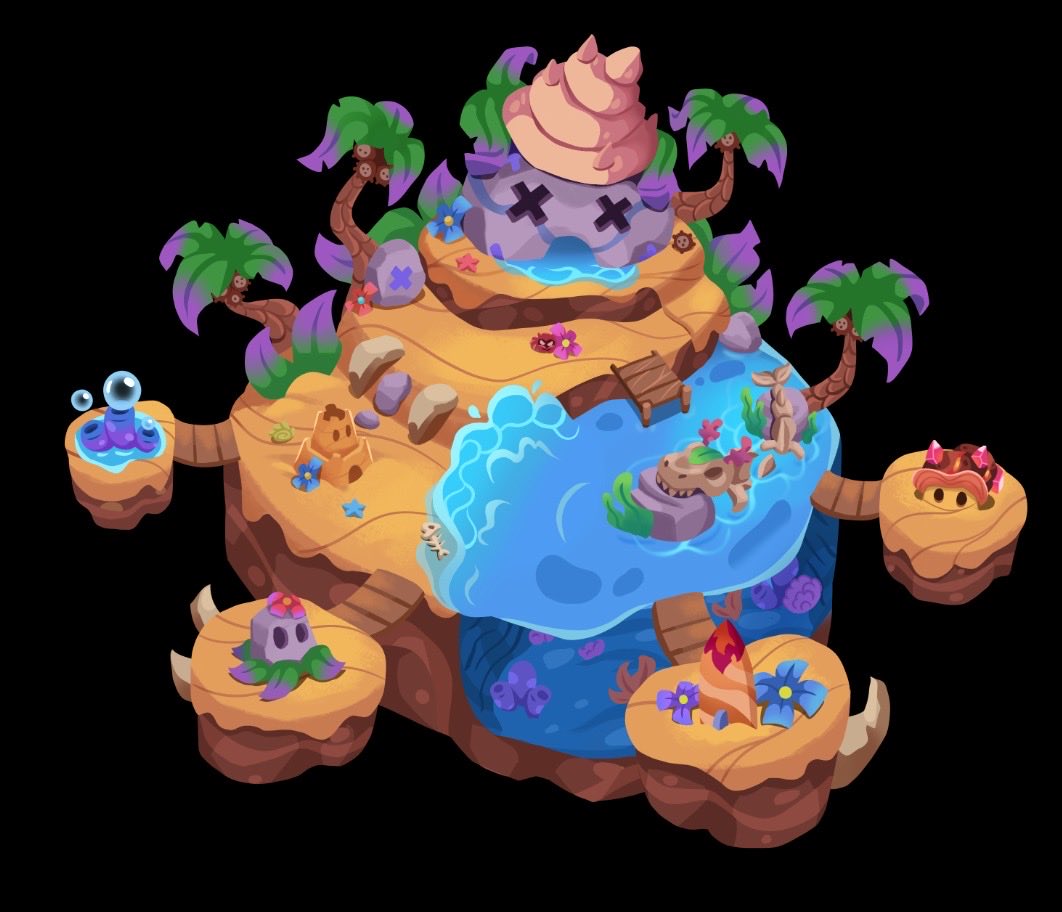 🏝️ THE BEACH
The last frontier of farming.
Waves crash. Palms sway.
But beneath the sand… power grows.

🌊 Produces Food
☀️ Boosted by sunlight &amp; upgrades
🔑 Connected to the Halloween Event a perfect spot to farm keys while the world sleeps

It’s calm. It’s peaceful.
And it’s