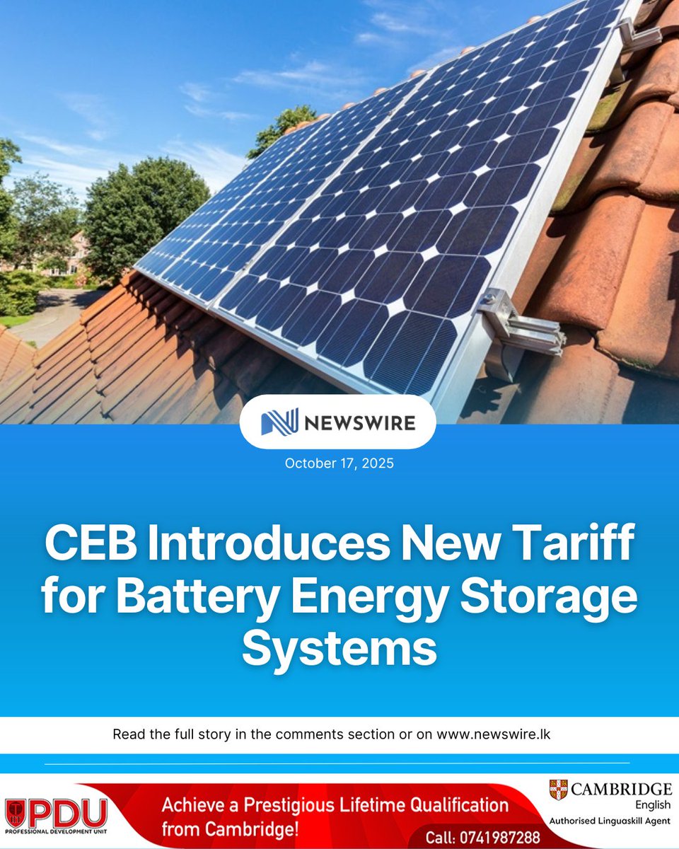 jawfer_ishaq's tweet image. 📰 CEB introduces Rs.45.80/unit tariff for solar + battery producers
🏭 Govt offers new tax-free import incentives for renewable energy expansion
These two policies boost confidence for energy
#VLL #CSE #SriLankaStocks #RenewableEnergy #PowerSector #GreenInvestment #StockMarketLK
