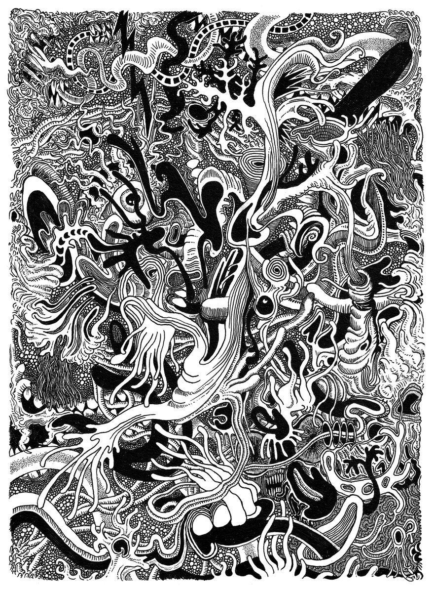 "Takotsubo", A freehand drawing on paper with a black gel pen 1.0 and some 0.3 fineliner. It is still available, for offer too, and the collector will also recieve the physical.