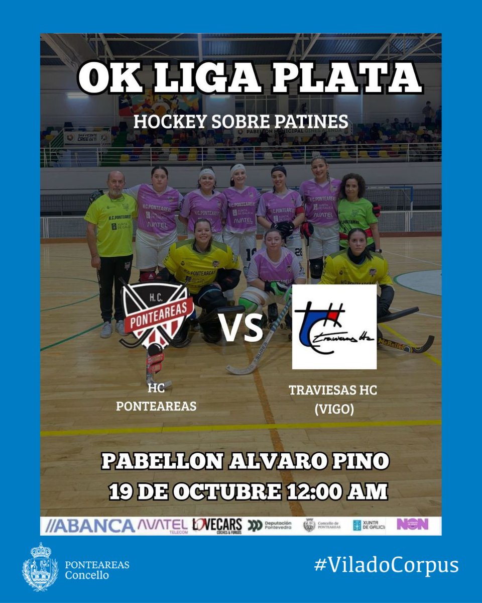 Esta fin de semana temos partidazo!!!

🏒 O domingo tes unha cita co deporte. No pavillón Álvaro Pino xoga o Hockey Club Ponteareas contra o Traviesas HC de Vigo.

🕛 Será ás 12:00 horas con entrada de balde. Non te perdas este encontro.
Somos deporte!