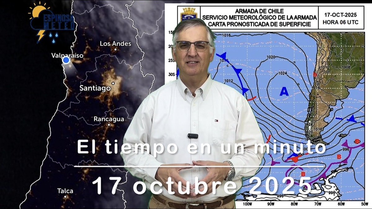 El tiempo en un minuto para la región de Valparaíso y Santiago 17 de octubre de 2025

youtu.be/h5vNj0bCs_Y

Comenta en mi canal YouTube, desde dónde me estás viendo, por favor!!!

#Tiempo #Clima #Pronostico
