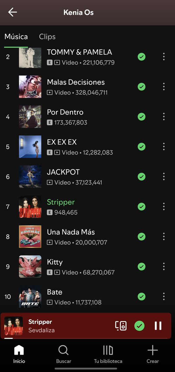 "Stripper" supera a "Una Nada Más" y se convierte en la 7ma canción más popular de @KeniaOS en Spotify.